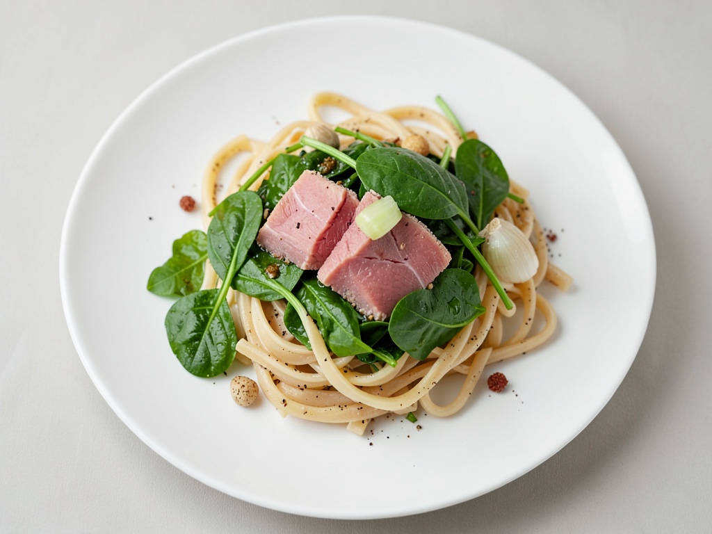 Tagliatelles aux épinards frais et saumon