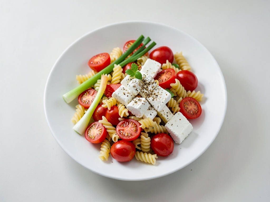 Frischer Nudelsalat mit Feta und Zucchini
