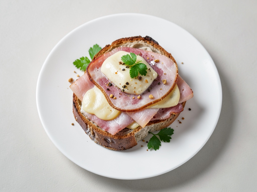 Pain croustillant à l'oignon, au fromage et au jambon