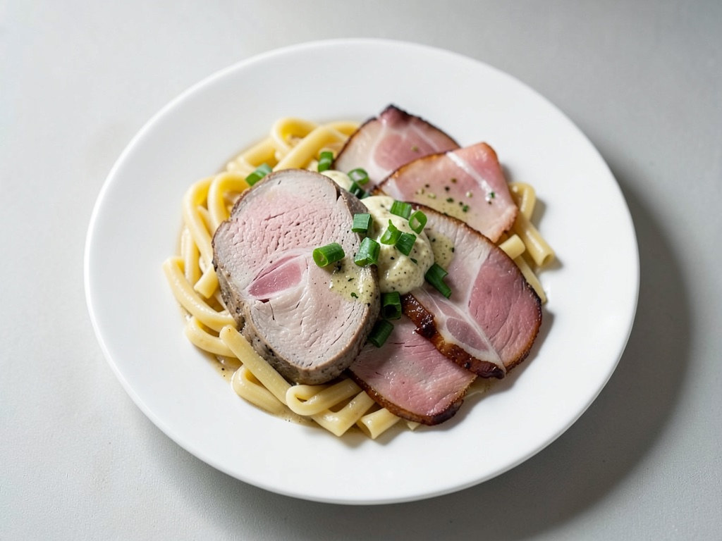 Filets juteux enrobés de bacon avec spätzles maison