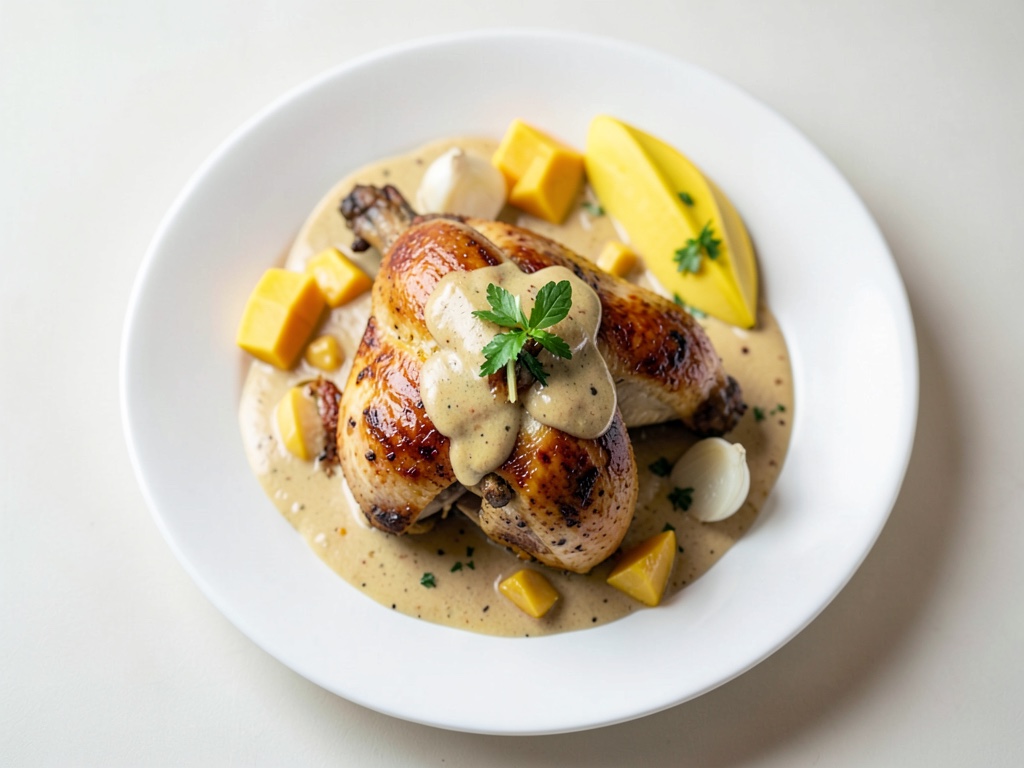 Pollo brasiliano con latte di cocco e mango