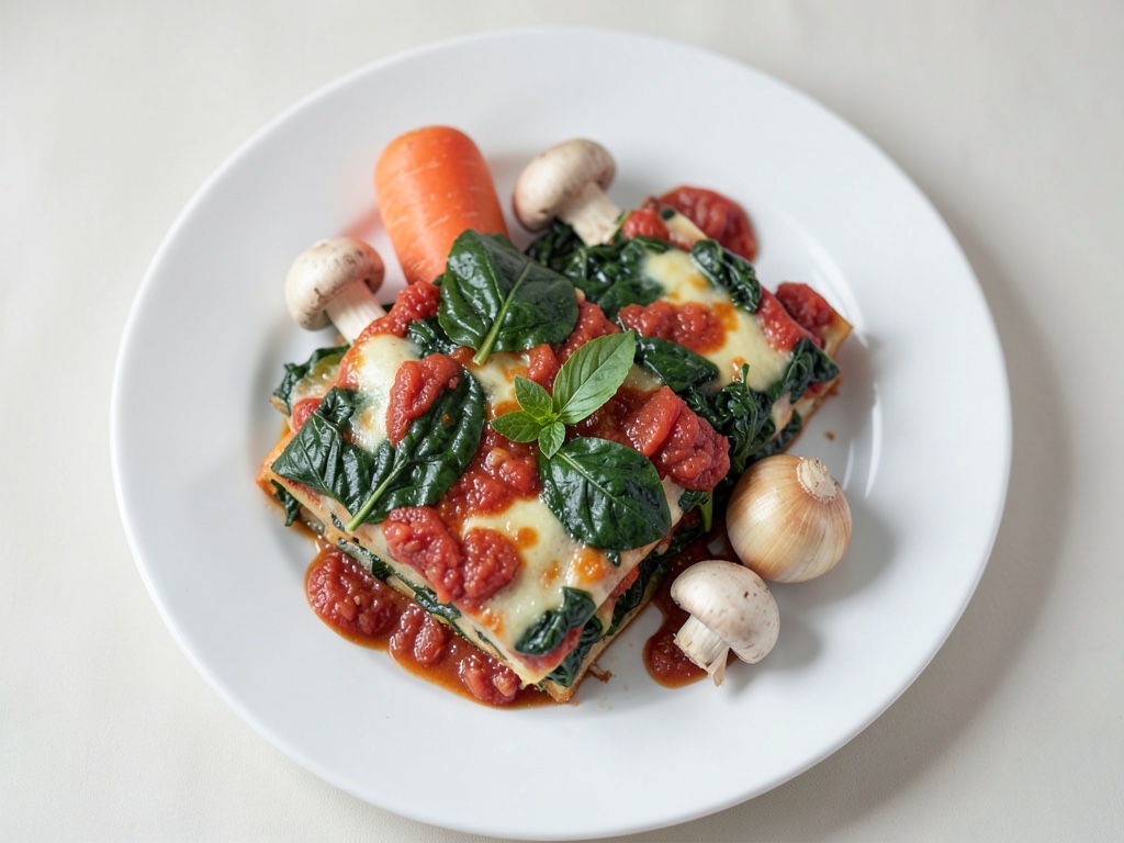 Cremige Gemüse-Lasagne mit Spinat und Tomaten