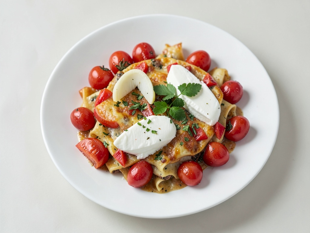Cremige Nudel-Auflauf mit Tomaten und Mozzarella