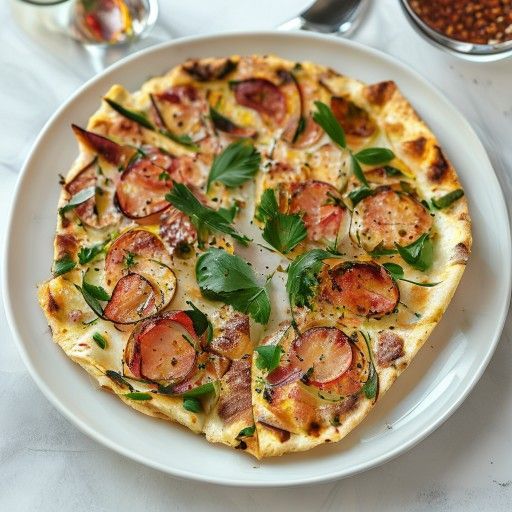 Stile Flammkuchen su base di Tortilla