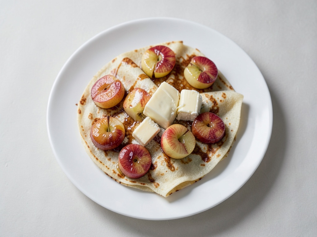 Crespelle sottili con mele caramellate