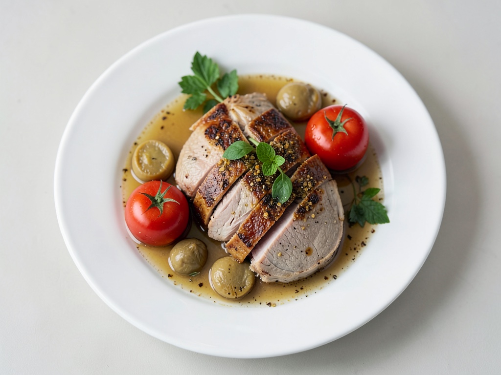 Tenera petto di pollo con salsa di prugne miele-cannella