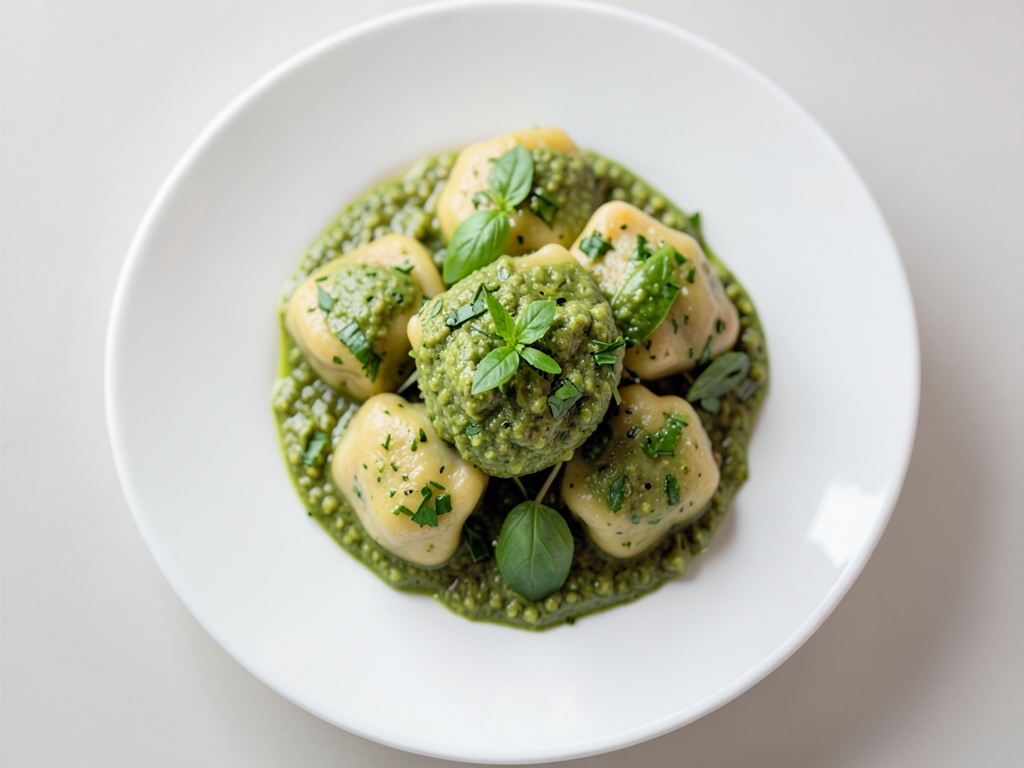 Gnocchi croccanti al pesto fresco di avocado e basilico