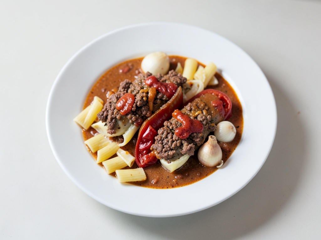 Gyros-Nudelauflauf in Metaxasoße