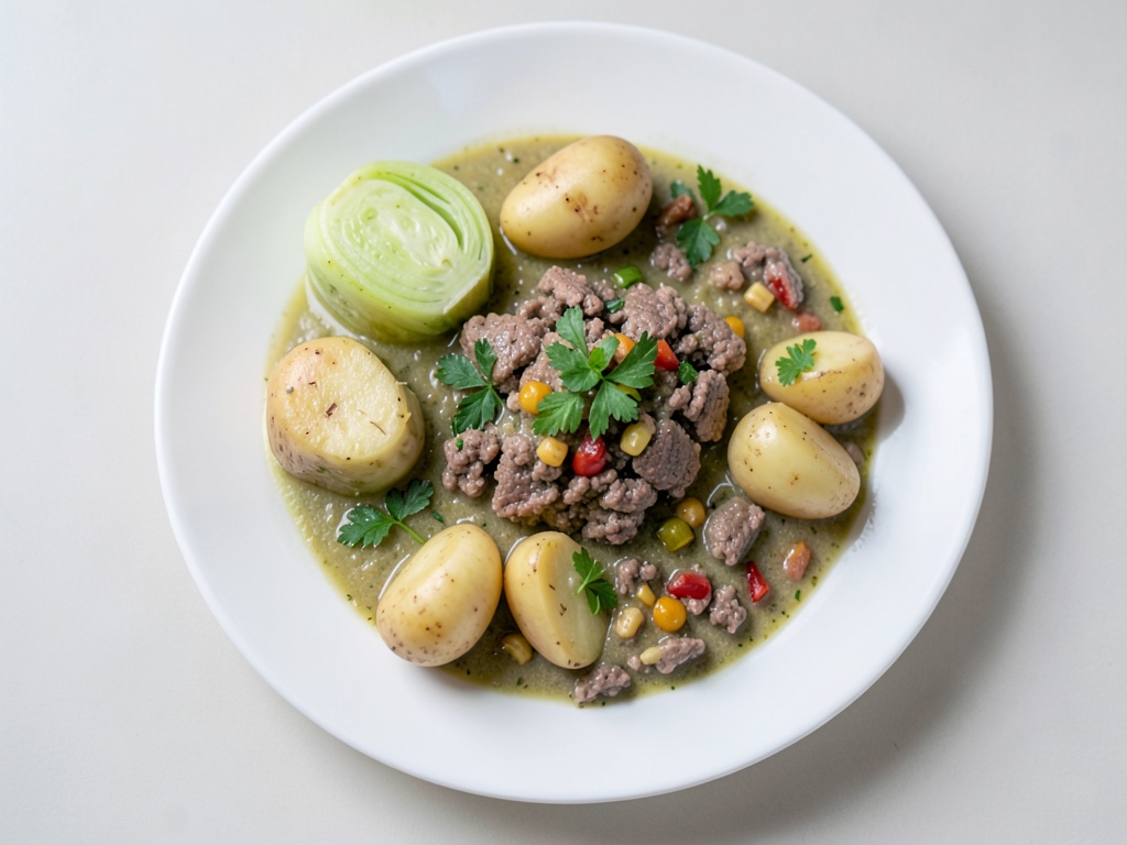 Estofado reconfortante de carne picada y col