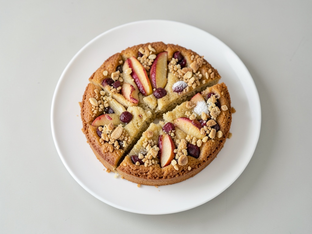 Torta coperta di mele con briciole e budino