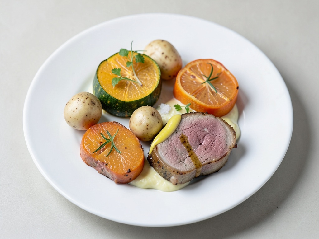 Zarte Schweinefilet-Medaillons mit Kürbis und Zitronen-Sahne-Soße