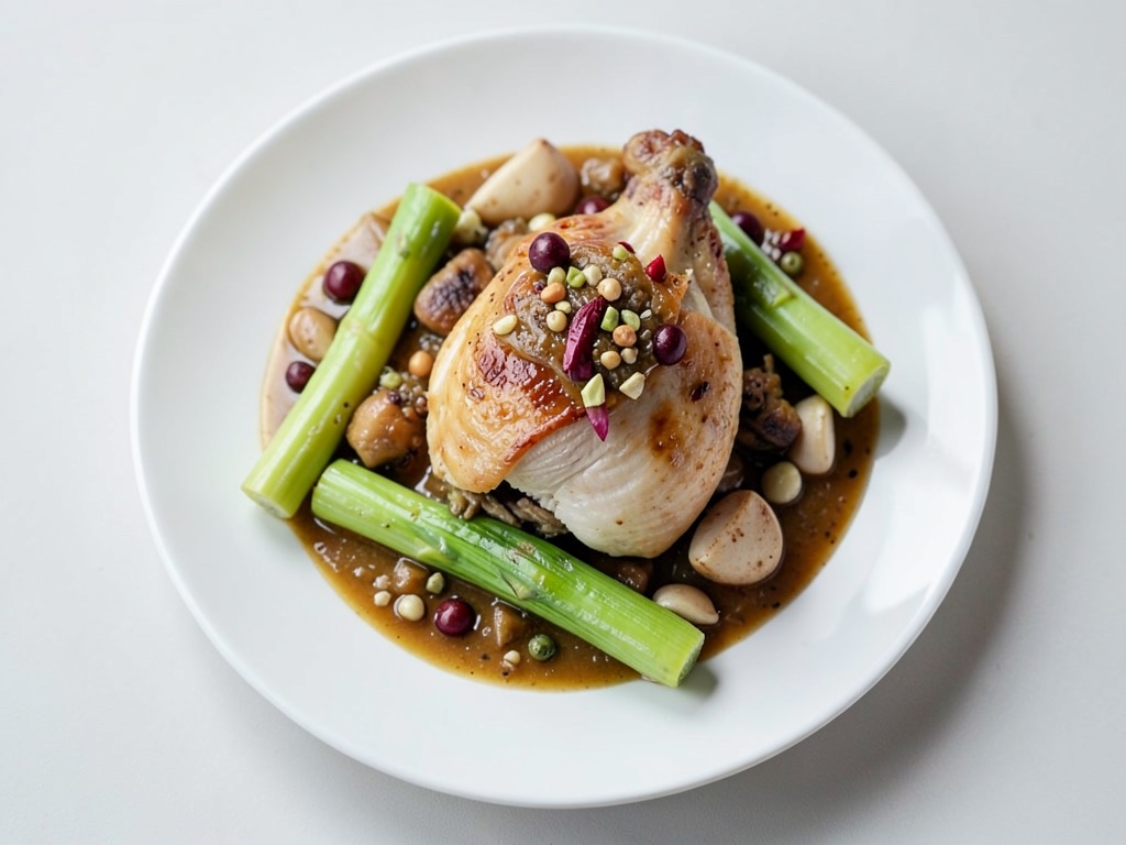Ragù cremoso di pollo con asparagi e funghi