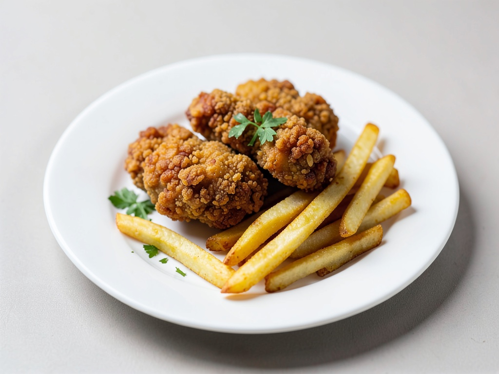 Nuggets de poulet croustillants et frites à l'air chaud