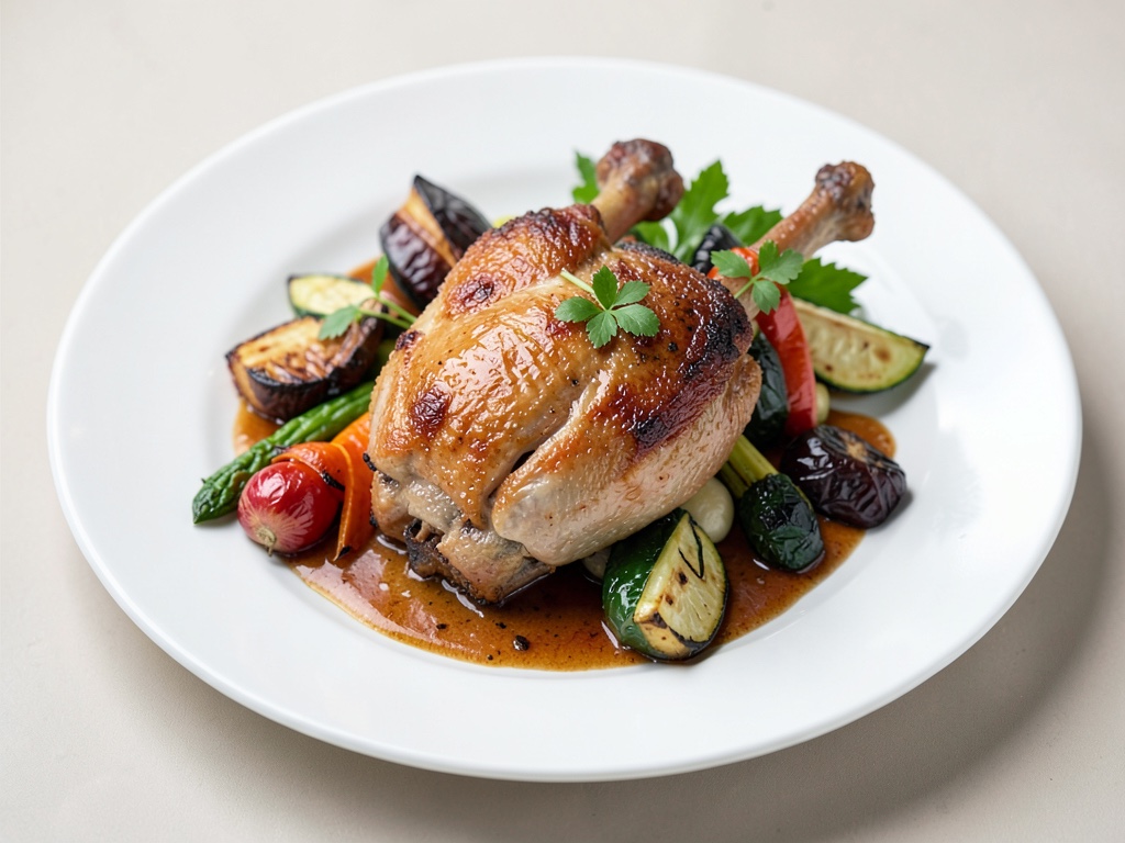 Anatra croccante con verdure alla griglia dall'air fryer