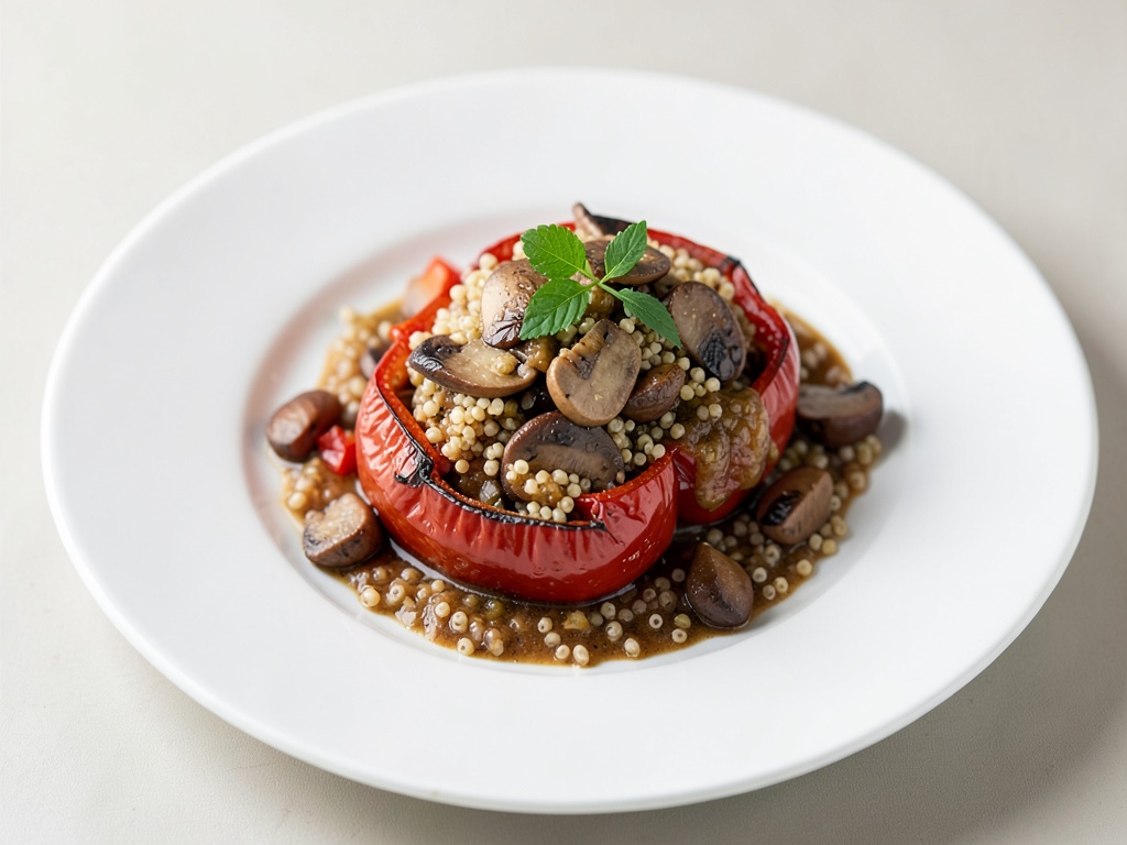 Peperoni ripiene con quinoa e funghi