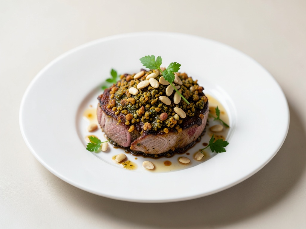 Agnello croccante con crosta di erbe e macadamia