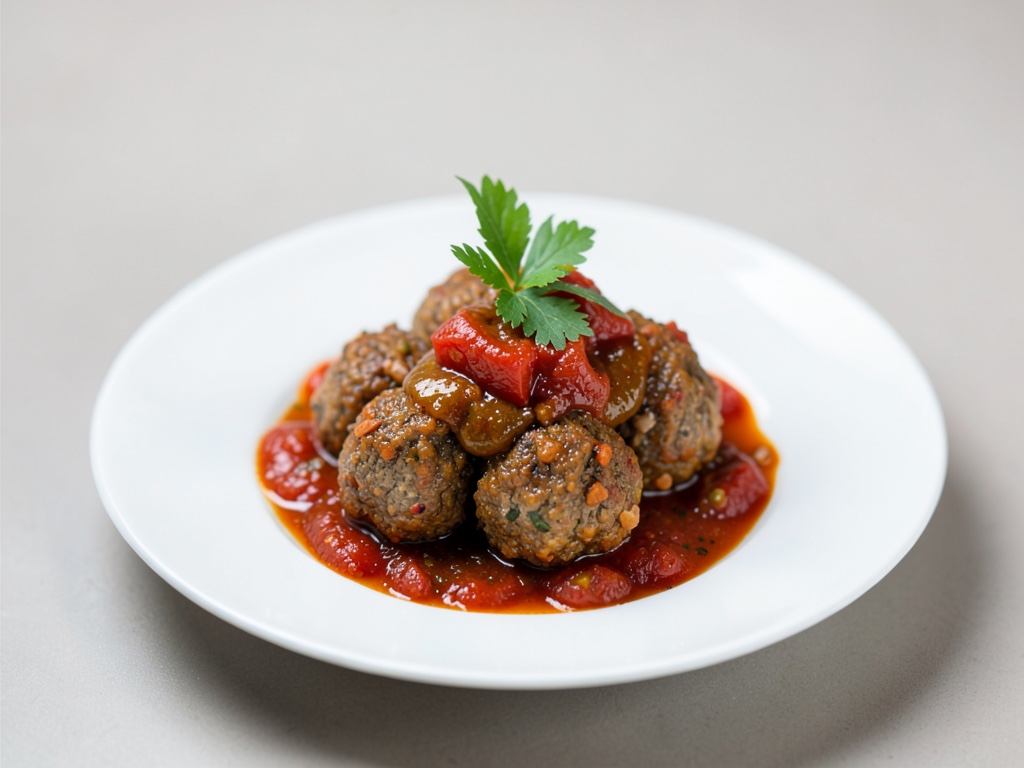 Polpette croccanti in salsa di pomodori e olive