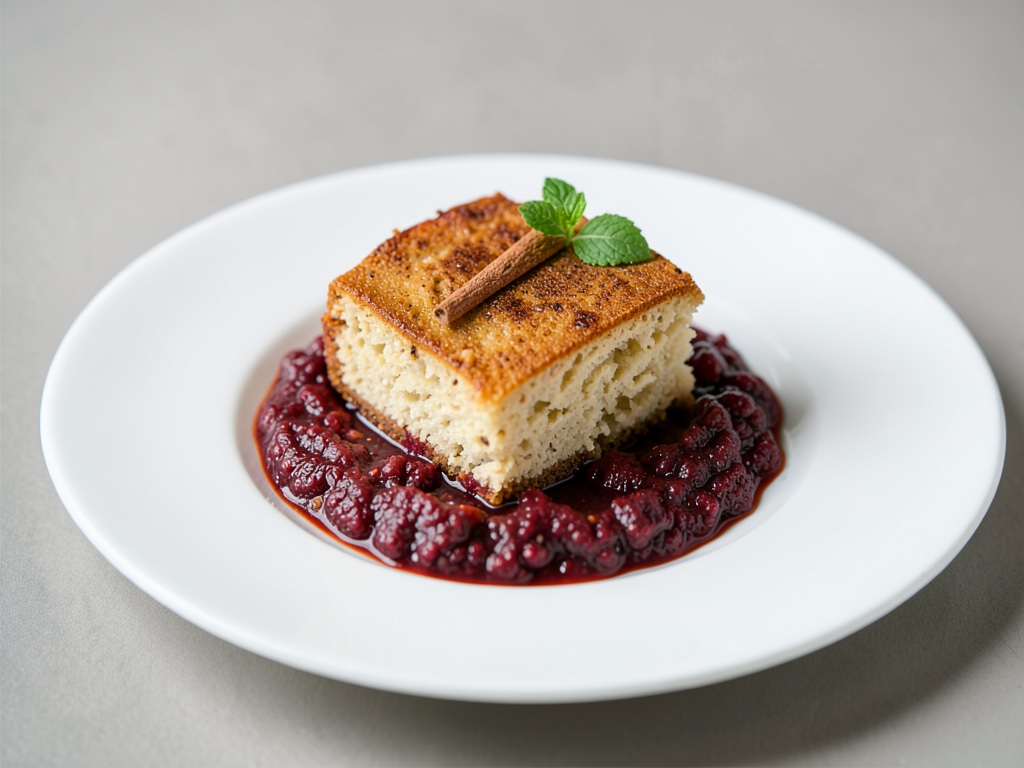 Quark-Kuchen mit Pflaumen-Chili-Mus und Zimt
