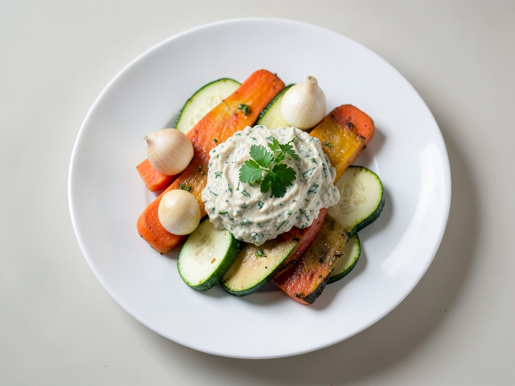 Knusprige Zucchini-Möhren-Puffer mit Kräuter-Joghurt-Dip
