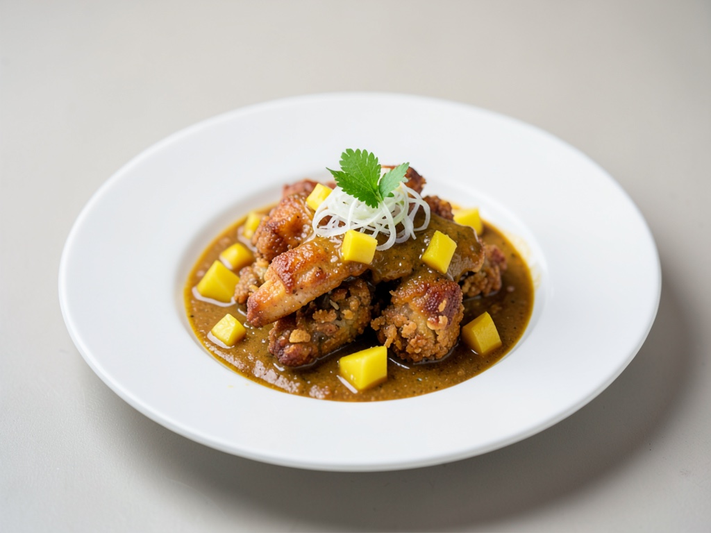 Curry de poulet croustillant à la sauce coco-ananas