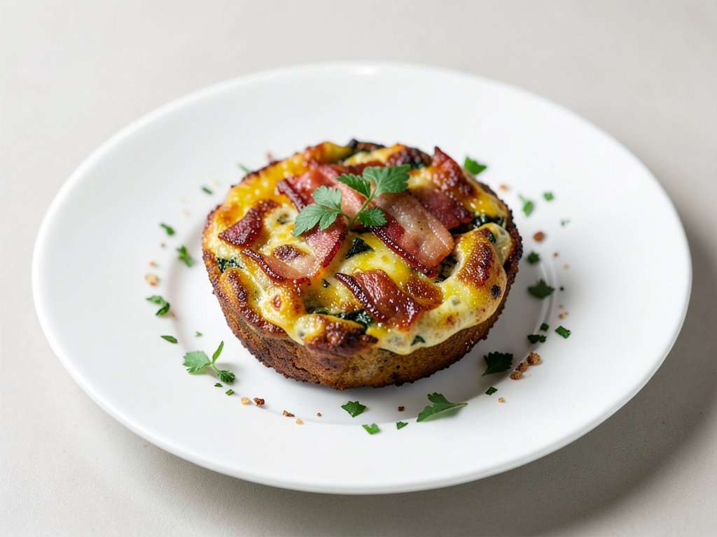 Muffin di uova e bacon croccanti in friggitrice ad aria