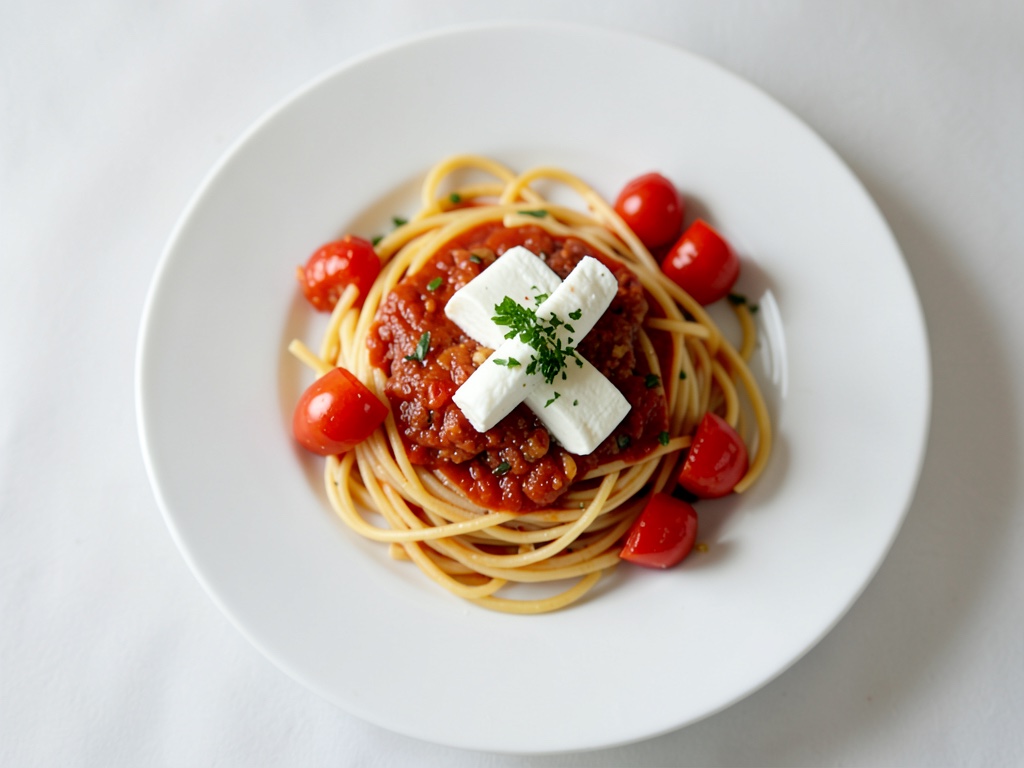 Cremige Spaghetti mit Tomaten-Basilikum-Sauce und Burrata