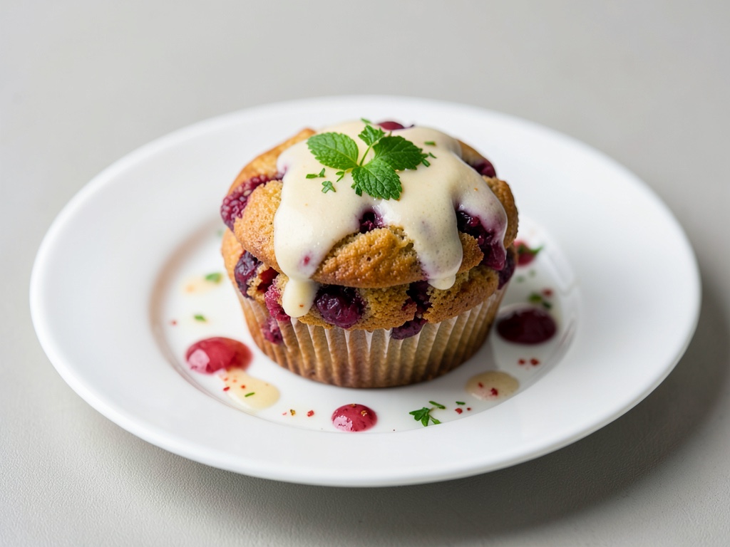 Muffin soffici al liquore alle uova e lamponi dalla friggitrice ad aria