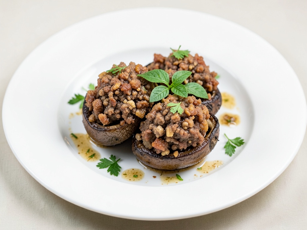 Funghi croccanti ripieni di carne macinata dall'air fryer