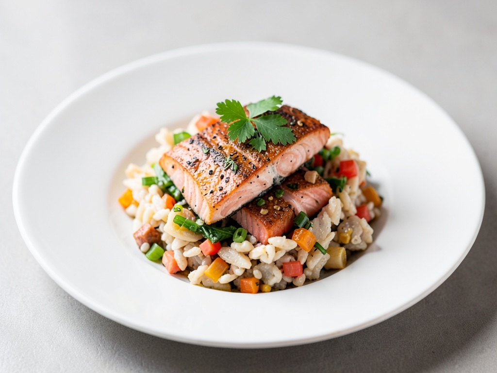 Bowl au saumon riche en protéines de l'air fryer