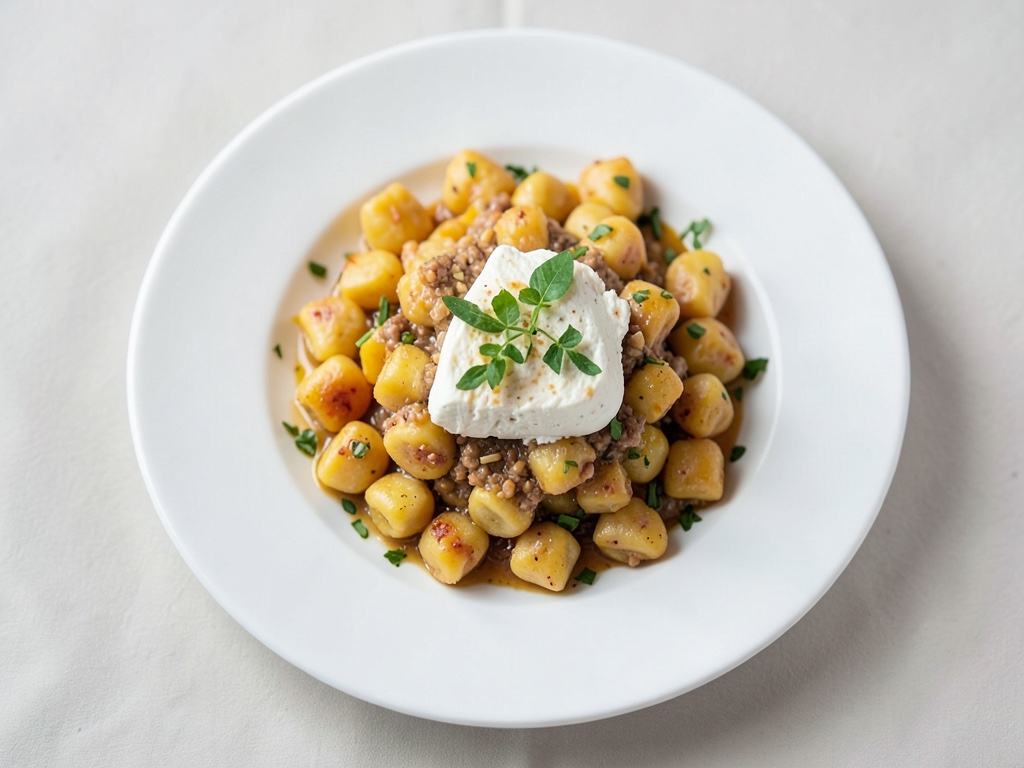 Gnocchi croustillants à l'ail avec topping au fromage
