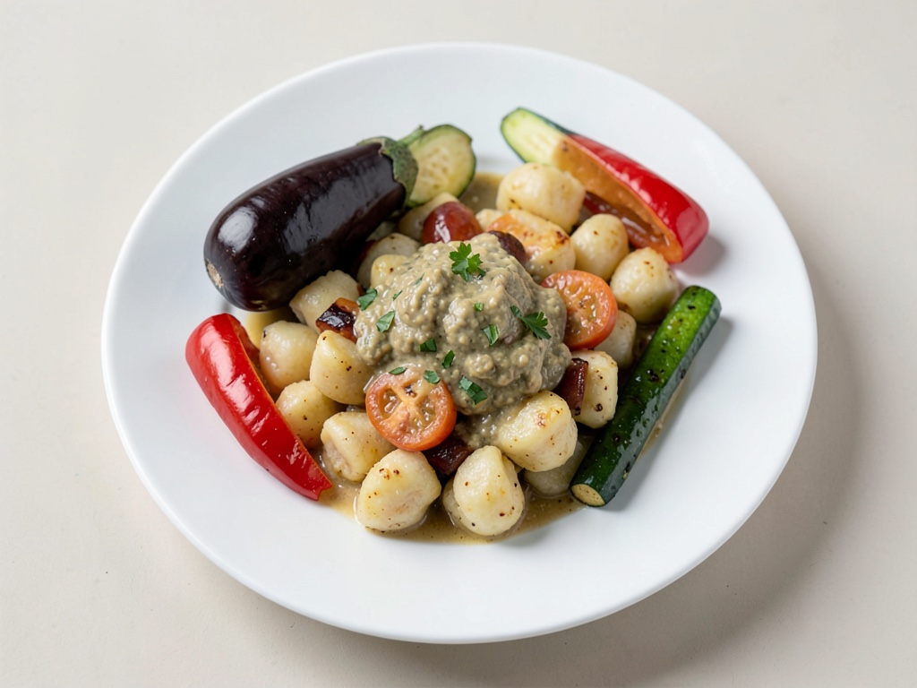 Gnocchi di ricotta ripieni con aioli e verdure alla griglia