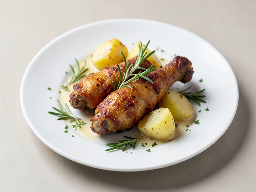 Cuisse de poulet croustillante aux pommes de terre au romarin et citron à l'air fryer