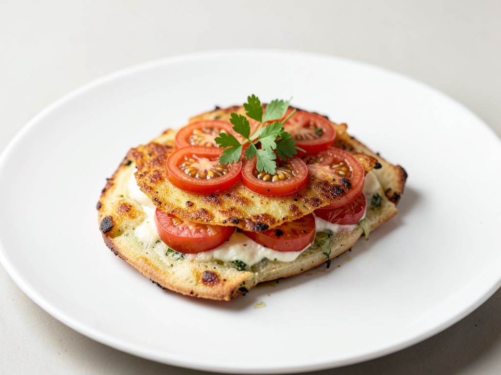 Pane piatto croccante al pomodoro e mozzarella dall'air fryer