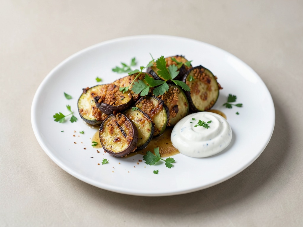 Aubergines et courgettes croustillantes à l'air fryer avec dip au yaourt frais