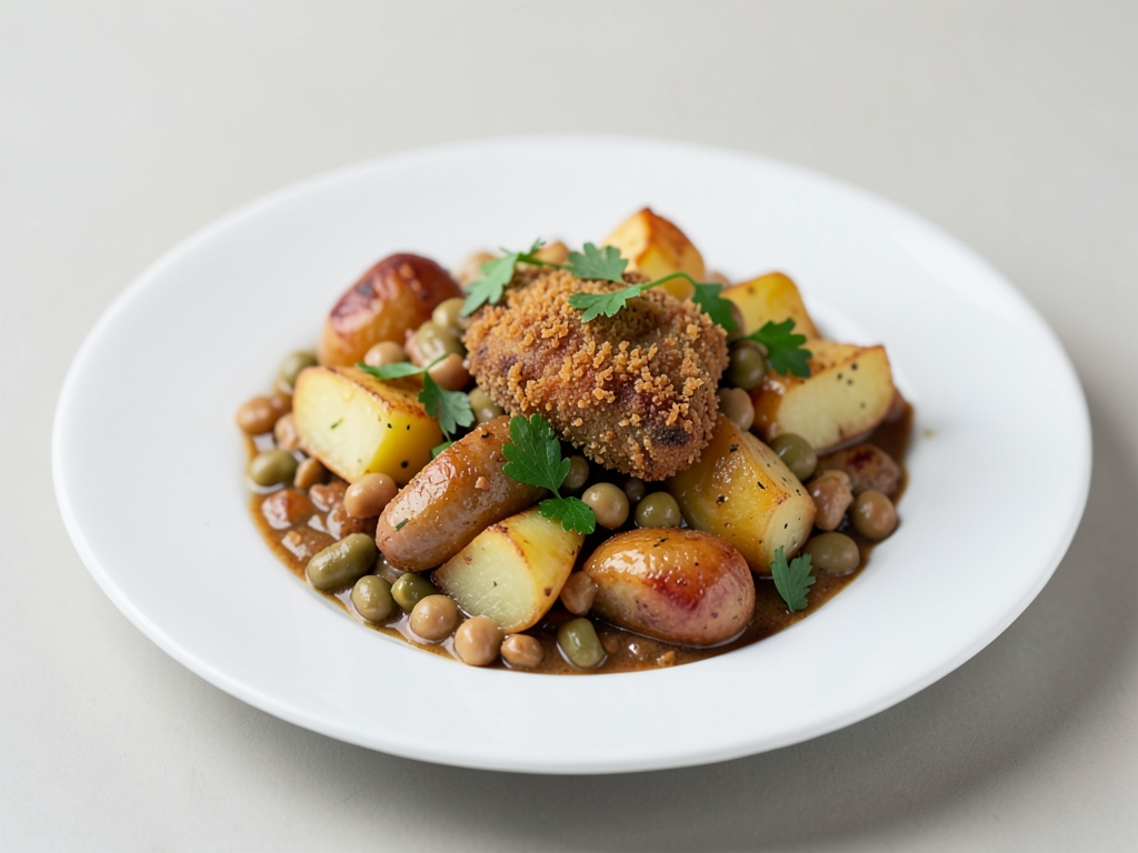 Mix croustillant à l'air fryer : pommes de terre, haricots & saucisses