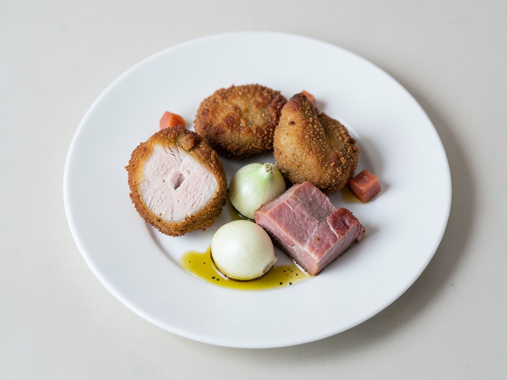 Cotolette di maiale croccanti con salsa di verdure cremosa