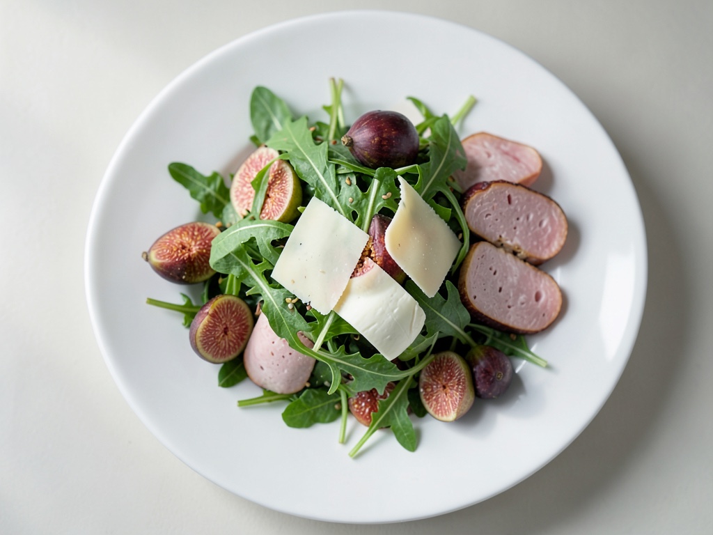 Insalata di fichi e rucola con mozzarella e parmigiano