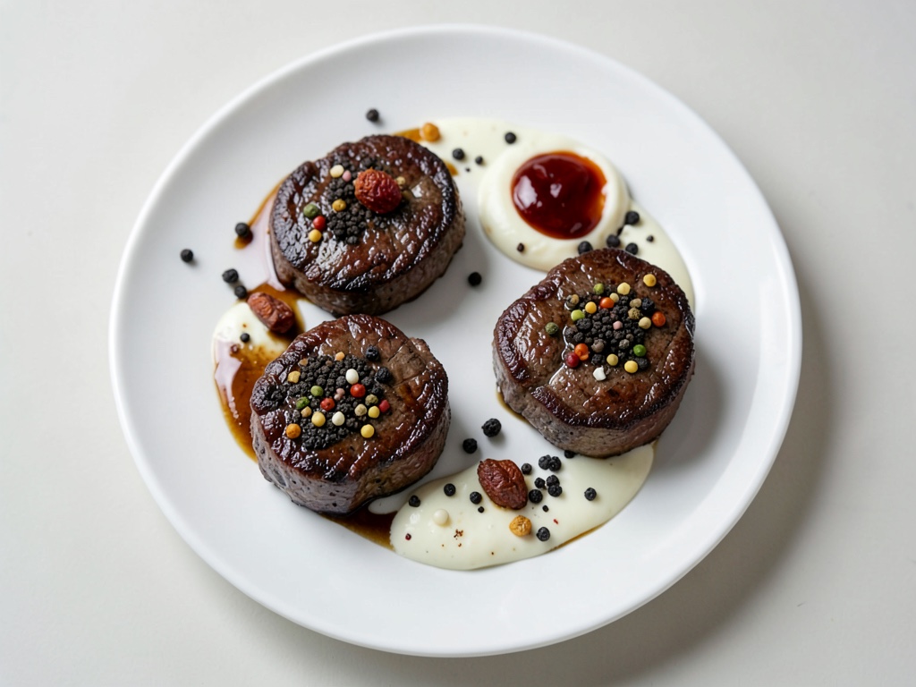 Steaks de bœuf juteux dans une sauce crémeuse au poivre et au cognac