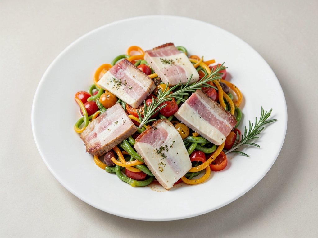 Chèvre enrobé de bacon sur salade de lentilles colorées