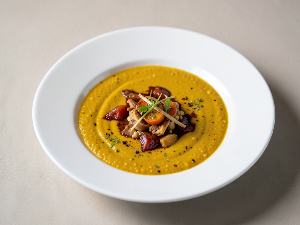 Zuppa cremosa di zucca con zenzero e curry