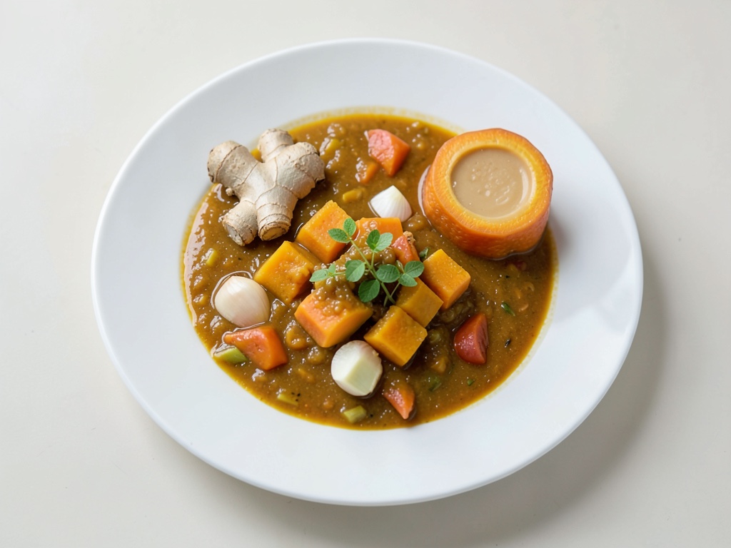 Zuppa cremosa di zucca e cocco con zenzero