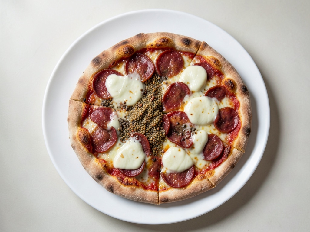 Pizza croccante e sottile con chorizo e mozzarella