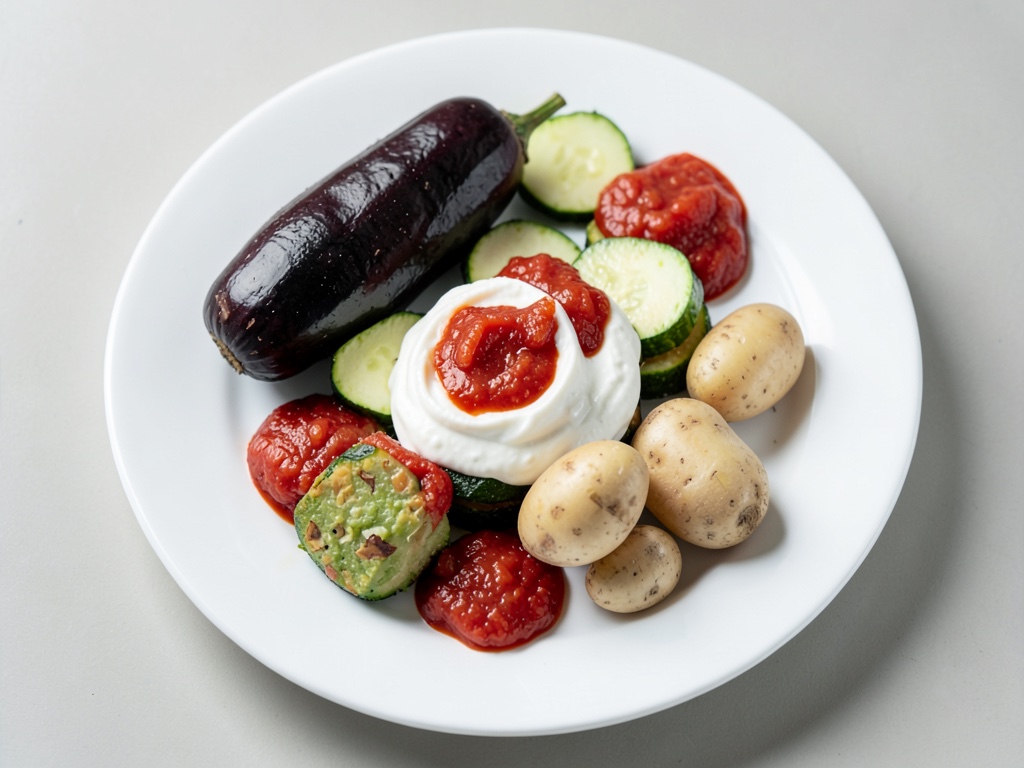 Verdure al forno con yogurt e salsa di pomodoro