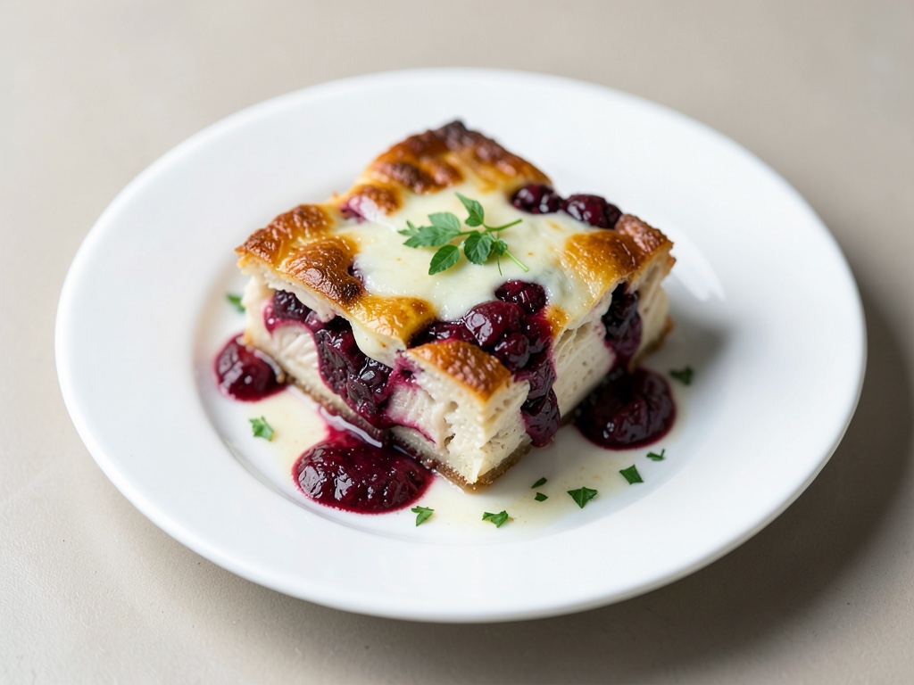 Hähnchen-Cassis-Gratin mit Gruyère