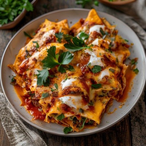 Hühnchen-Enchiladas mit roter Sauce