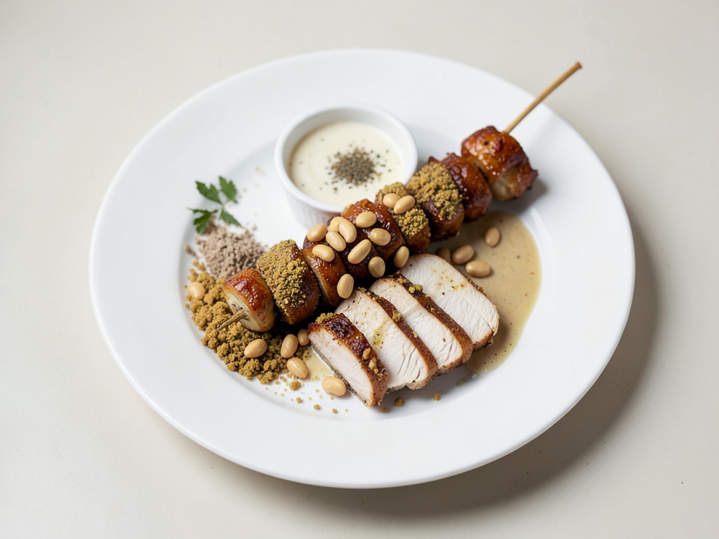 Hähnchen-Satay mit Erdnuss-Sauce