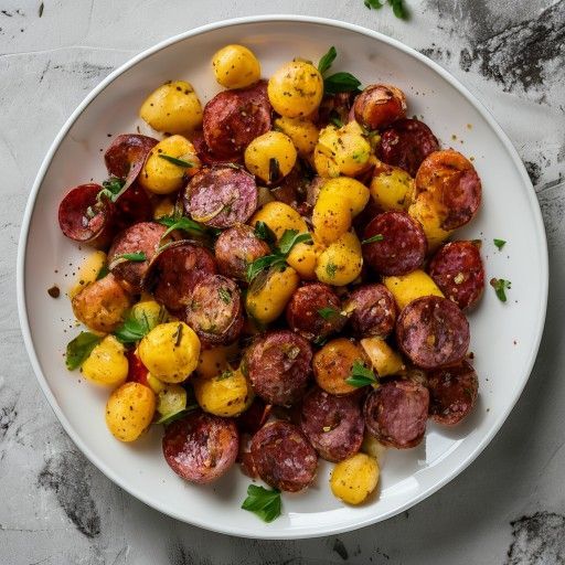 Insalata di patate, chorizo spagnolo e ceci