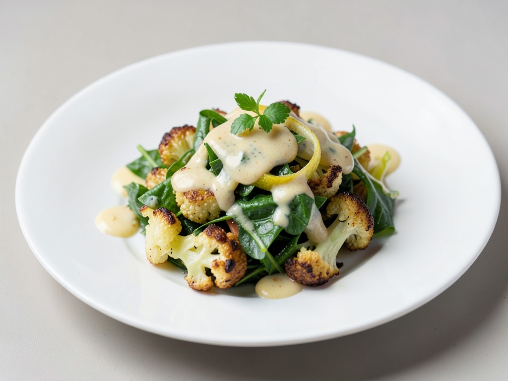 Insalata di cavolfiore arrostito con condimento al limone