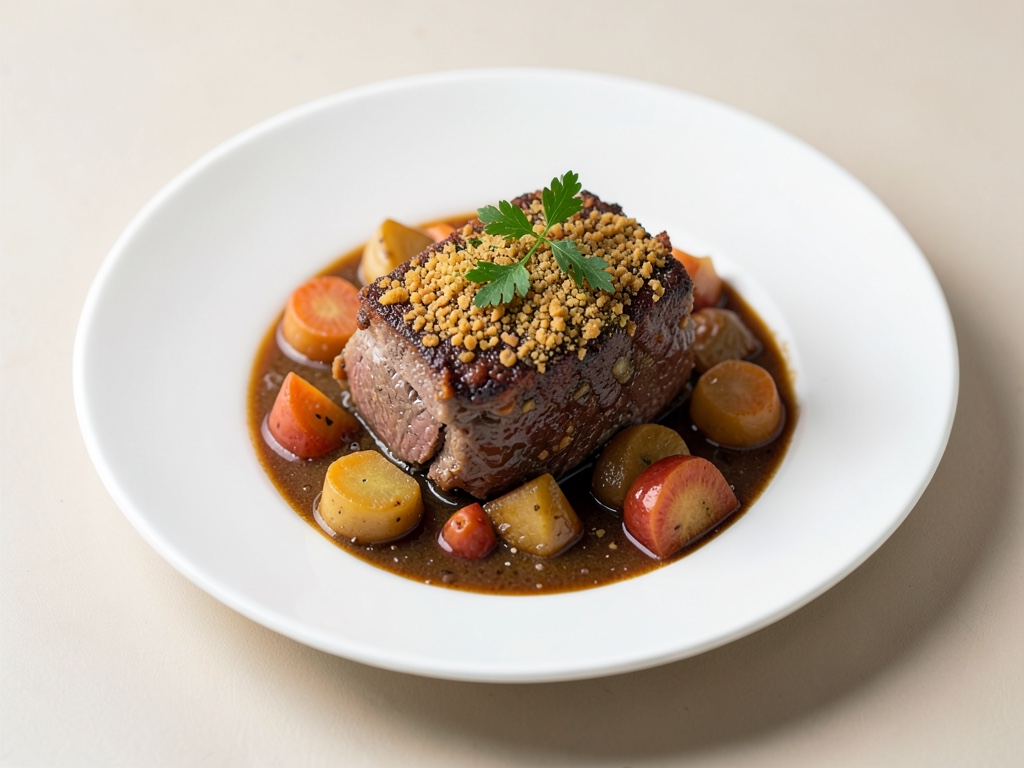 Klassisches Französisches Krustenbraten-Ragout mit Wurzelgemüse