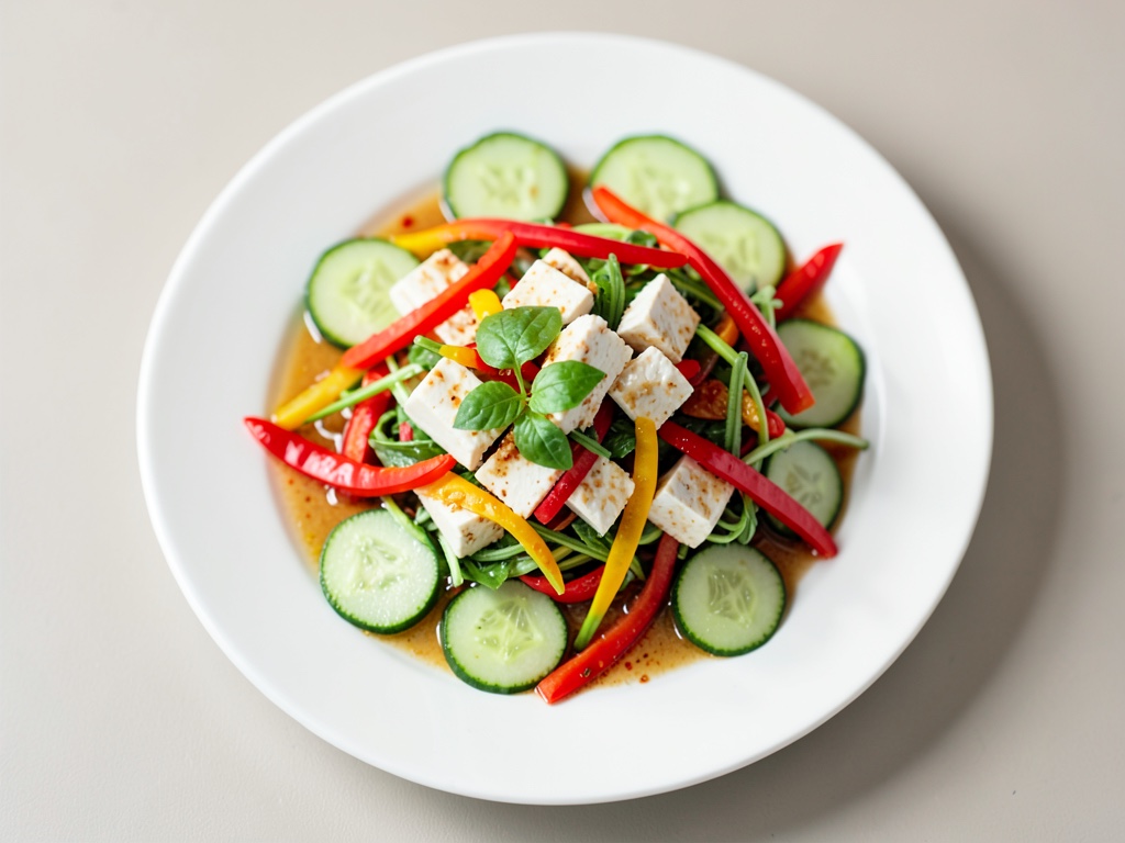 Insalata di acqua colorata con tofu